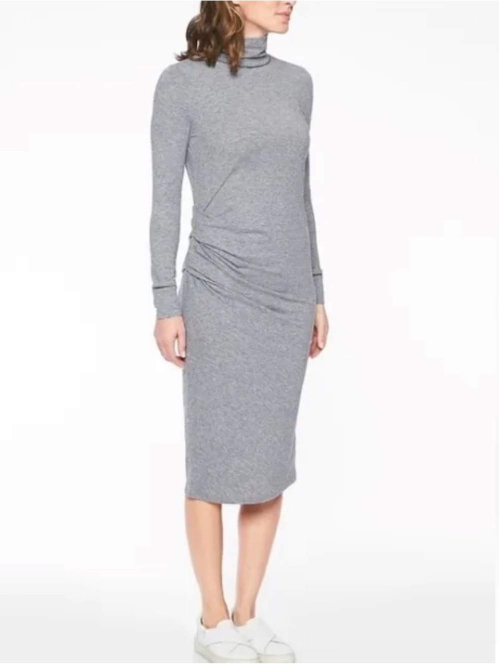 Athleta Industry Turtleneck Gray Midi Dress - Size Small